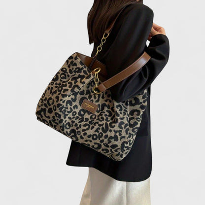 Sac Shopping En Toile Motif Léopard Femme