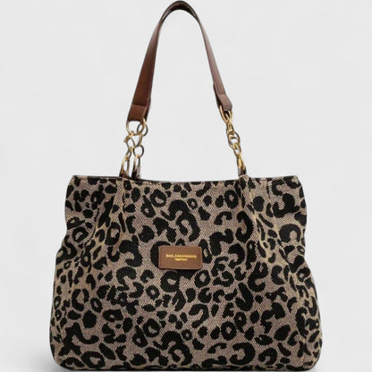 Sac Shopping En Toile Motif Léopard Femme