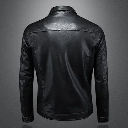 Veste en cuir élégante pour homme – Coupe slim et revers crantés pour un style affirmé