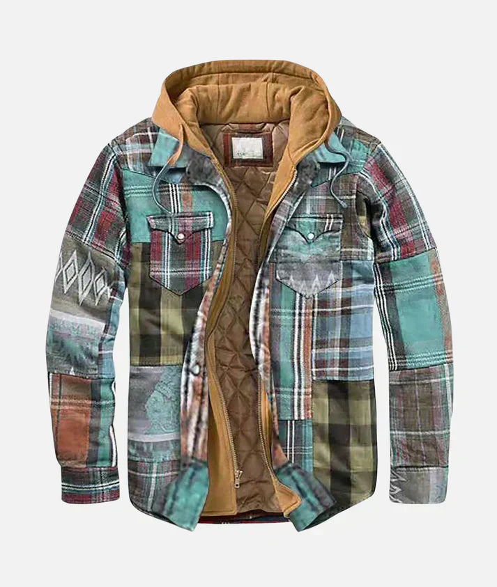 Veste patchwork à carreaux pour homme