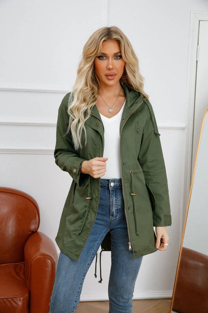 Veste Coupe-vent Zippée à Capuche pour Femme