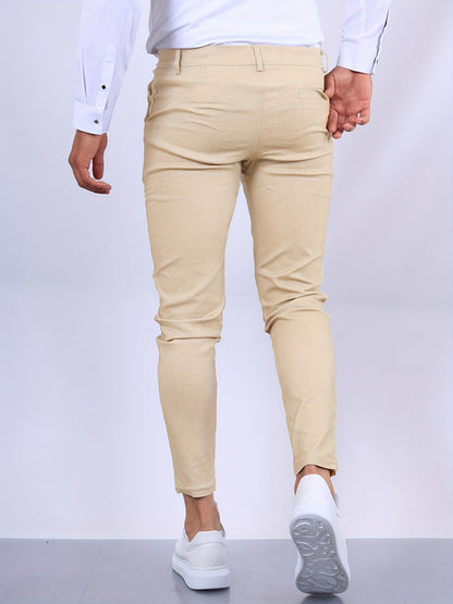 Pantalon homme coupe slim avec taille moyenne pour bureau