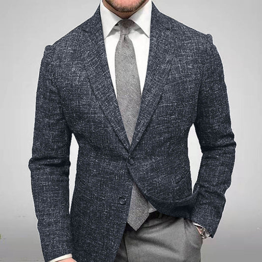 Blazer homme en tissu à aspect naturel, coupe ajustée à deux boutons