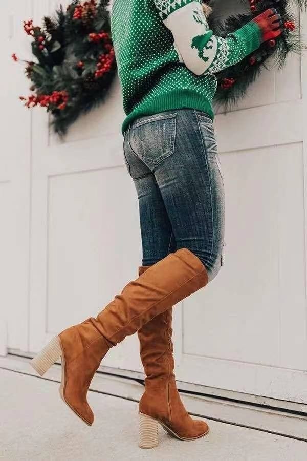Bottes longues en daim pour femmes