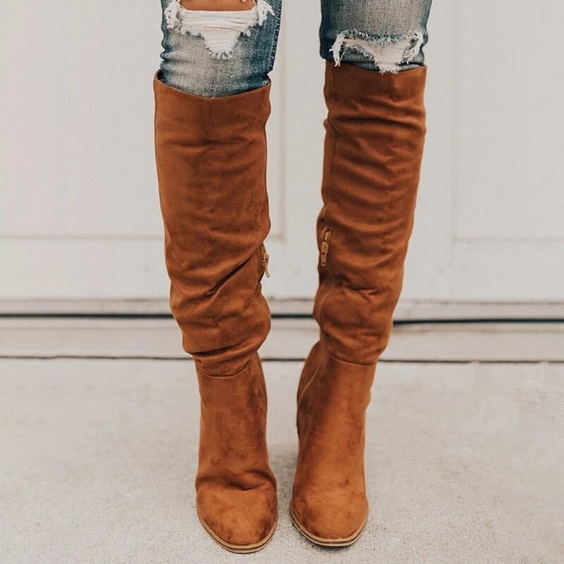 Bottes longues en daim pour femmes