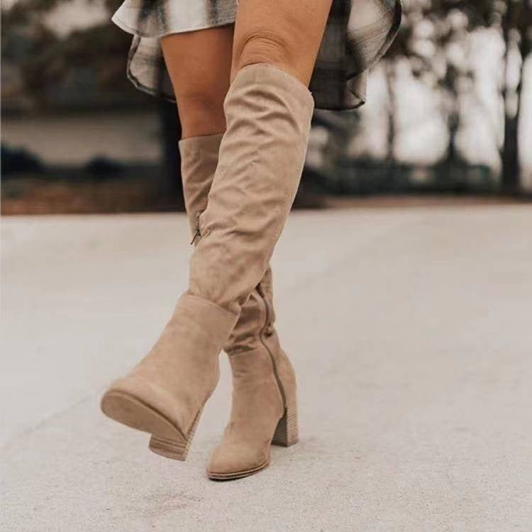 Bottes longues en daim pour femmes