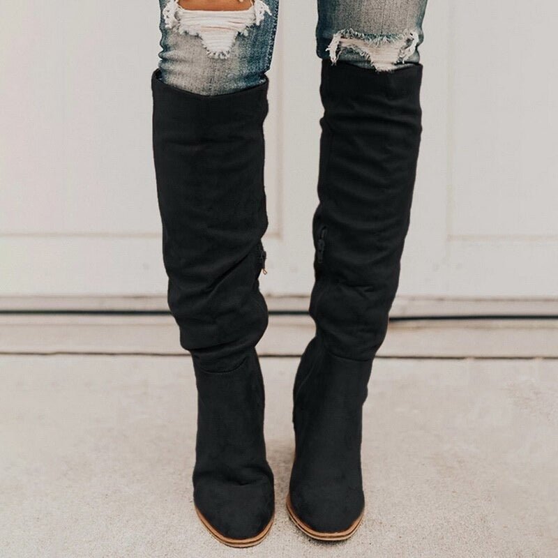Bottes longues en daim pour femmes