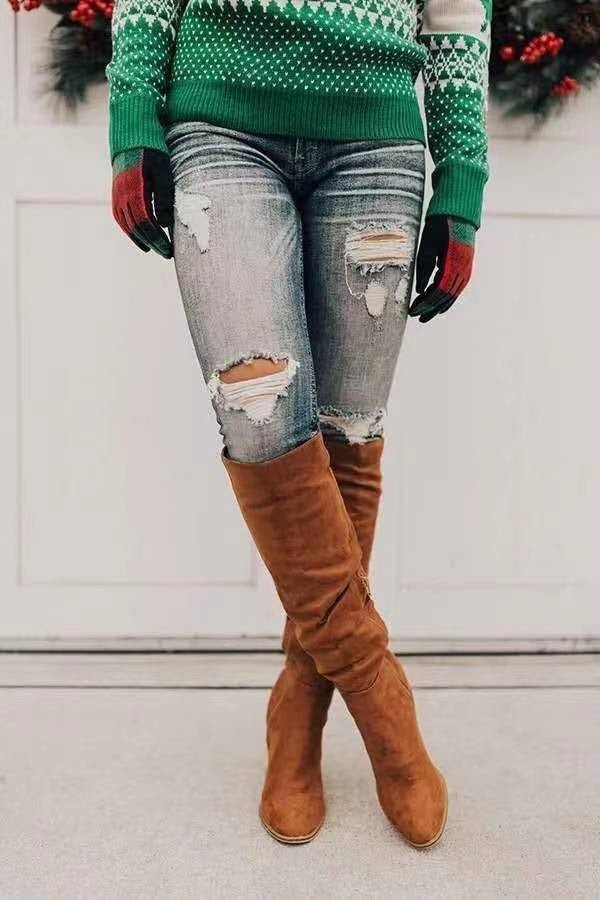 Bottes longues en daim pour femmes