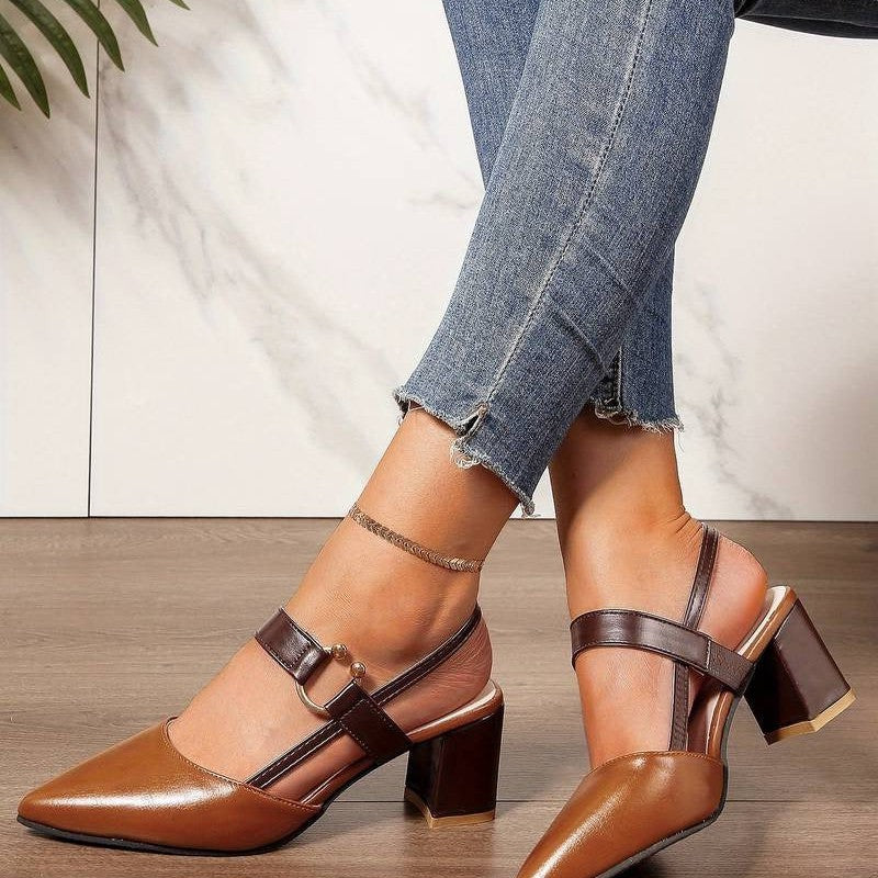 Chaussures escarpins à talon stable pour femme avec aspect doux
