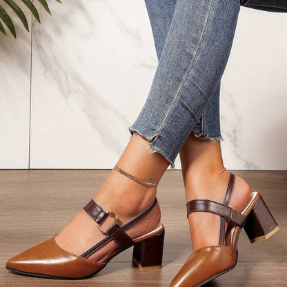 Chaussures escarpins à talon stable pour femme avec aspect doux