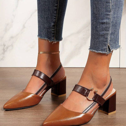 Chaussures escarpins à talon stable pour femme avec aspect doux