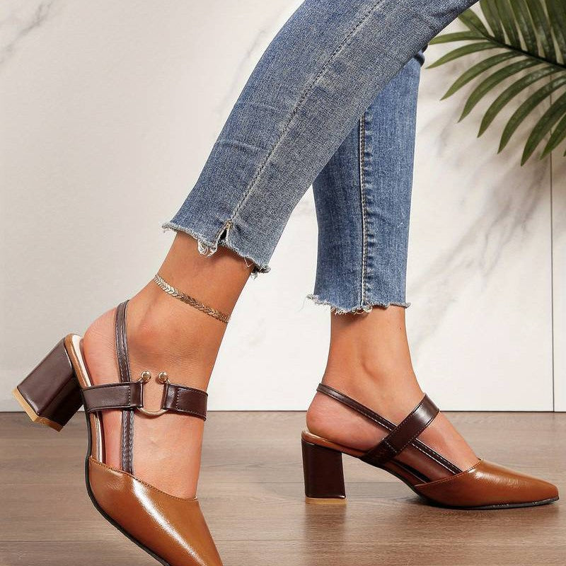 Chaussures escarpins à talon stable pour femme avec aspect doux