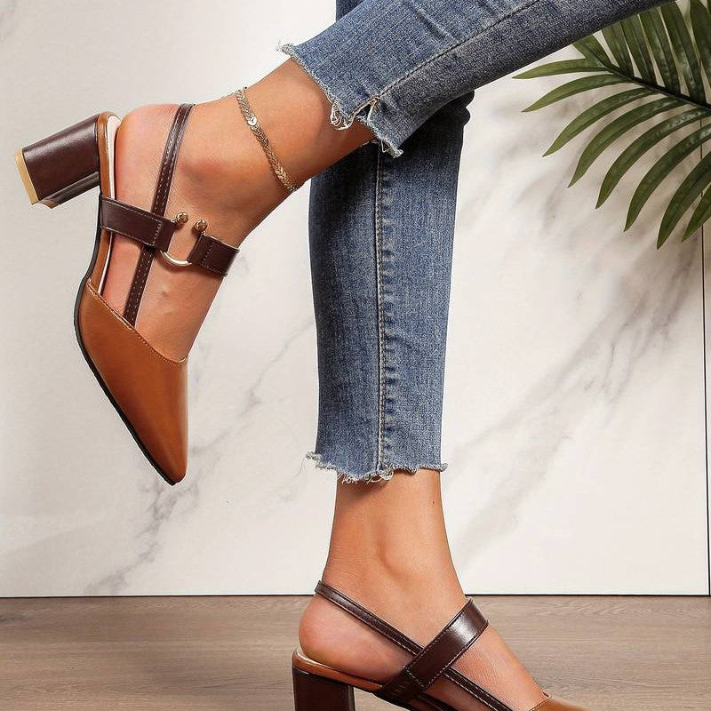 Chaussures escarpins à talon stable pour femme avec aspect doux