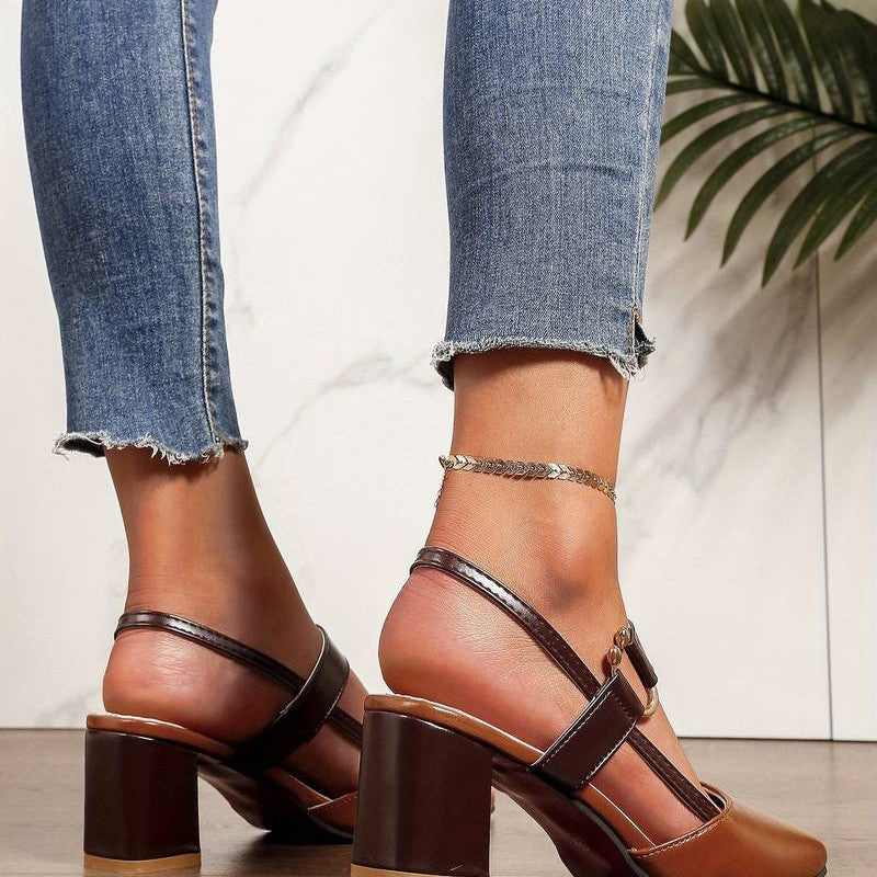 Chaussures escarpins à talon stable pour femme avec aspect doux