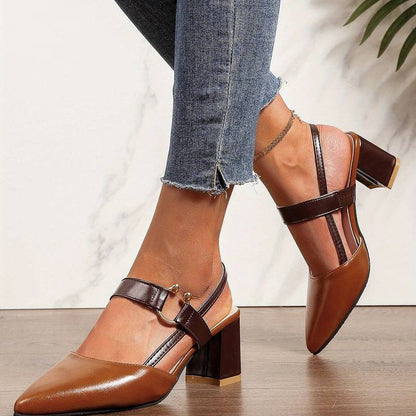Chaussures escarpins à talon stable pour femme avec aspect doux