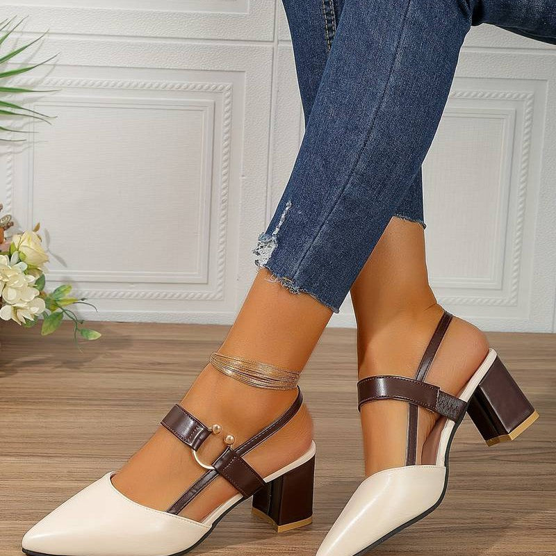 Chaussures escarpins à talon stable pour femme avec aspect doux