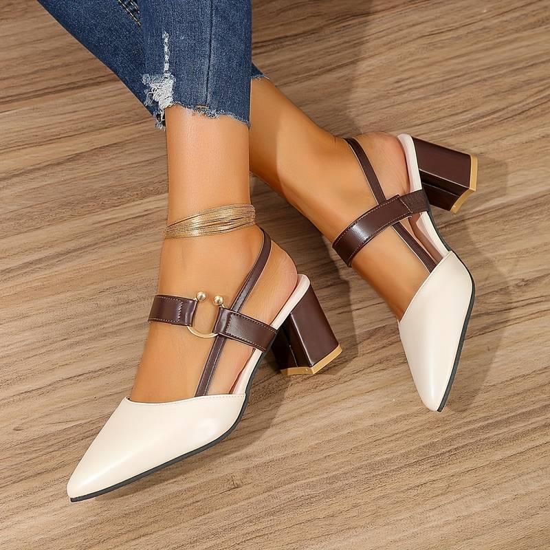 Chaussures escarpins à talon stable pour femme avec aspect doux