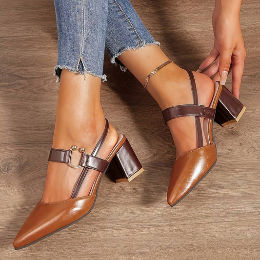 Chaussures escarpins à talon stable pour femme avec aspect doux