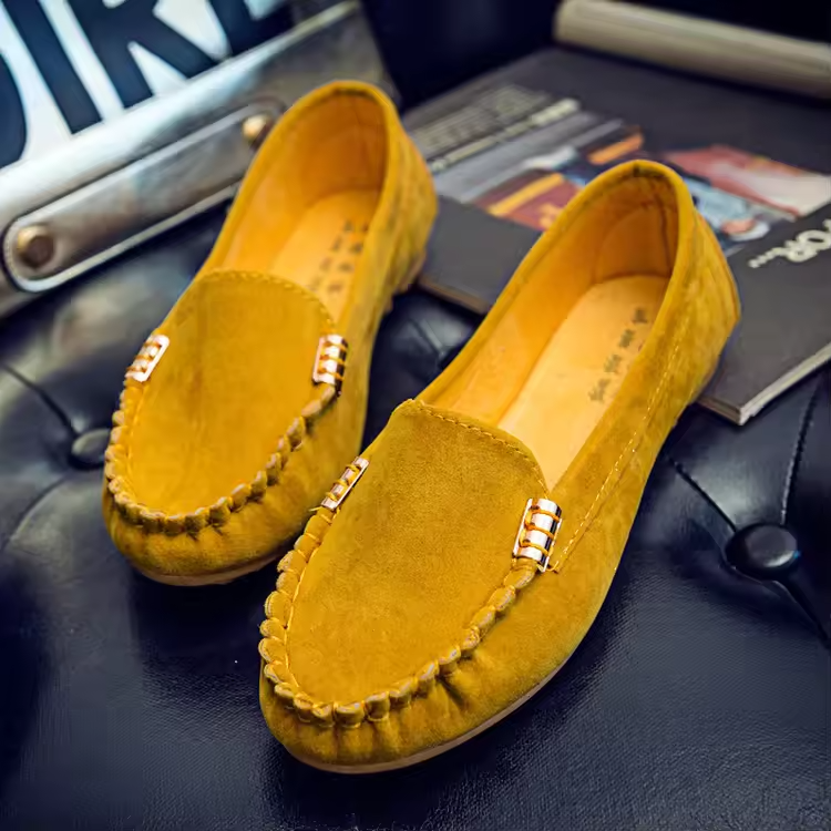 Chaussures plates femme faciles à enfiler avec bout rond