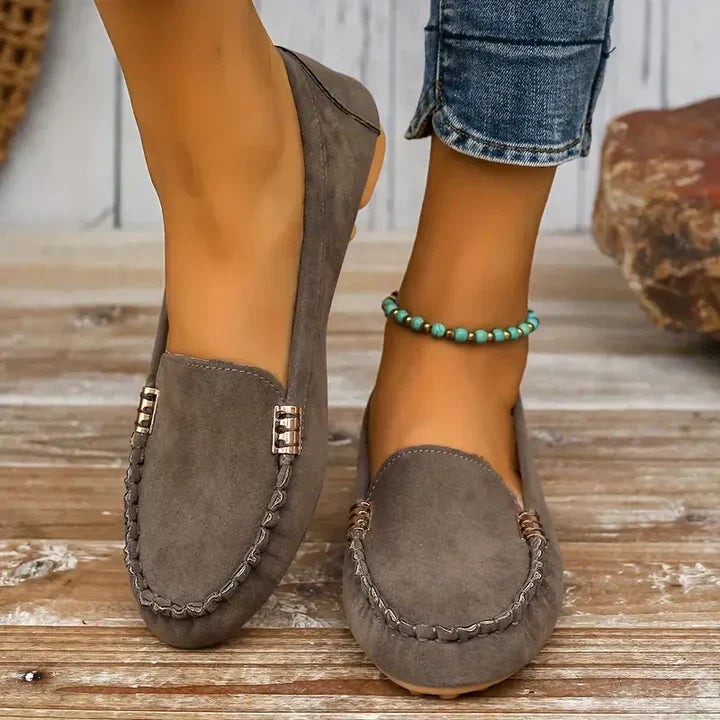 Chaussures plates femme faciles à enfiler avec bout rond