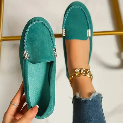 Chaussures plates femme faciles à enfiler avec bout rond