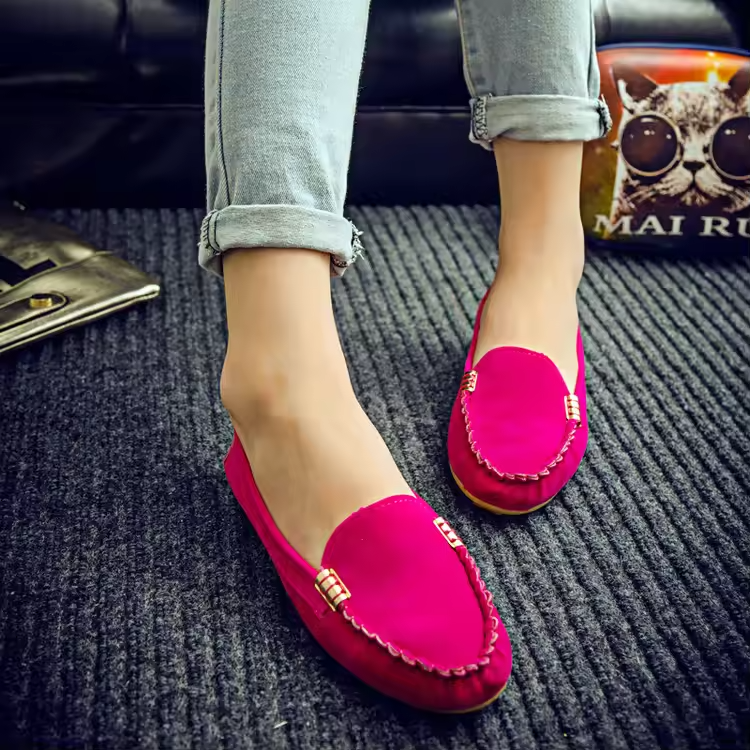 Chaussures plates femme faciles à enfiler avec bout rond