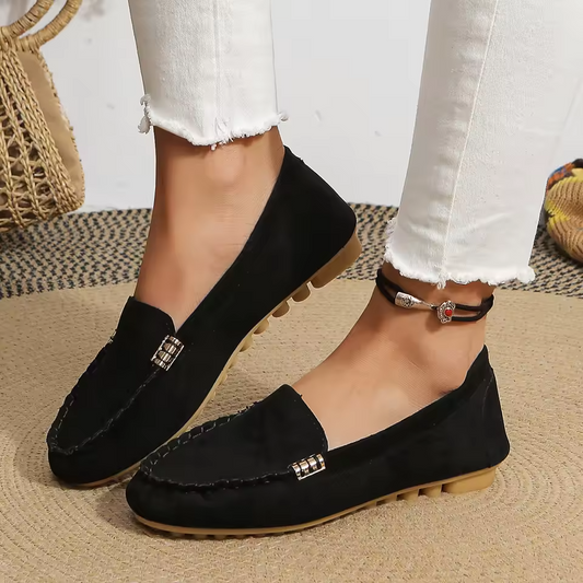 Chaussures plates femme faciles à enfiler avec bout rond