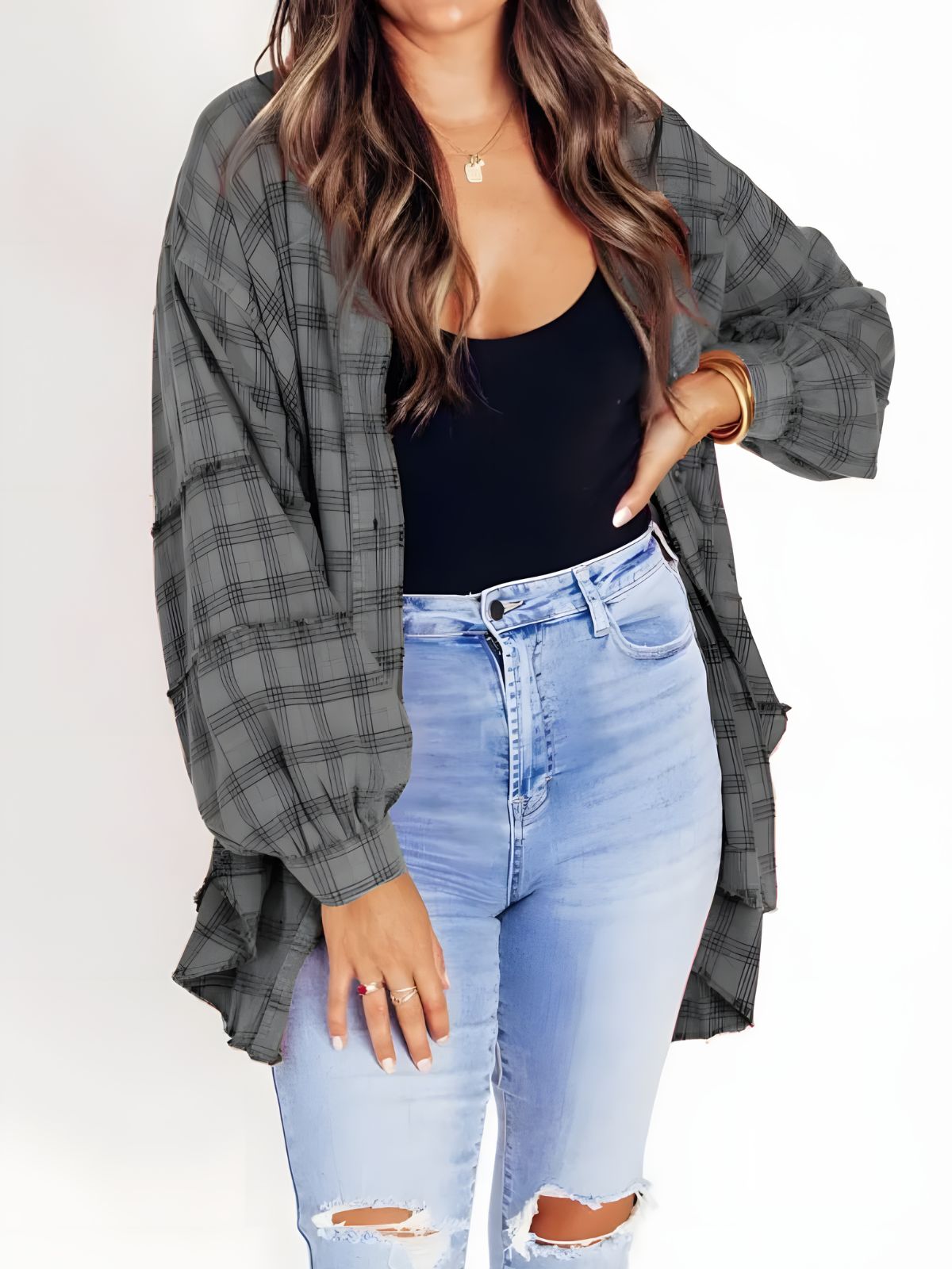 Chemise à carreaux femme manches longues au toucher doux