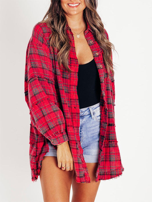 Chemise à carreaux femme manches longues au toucher doux