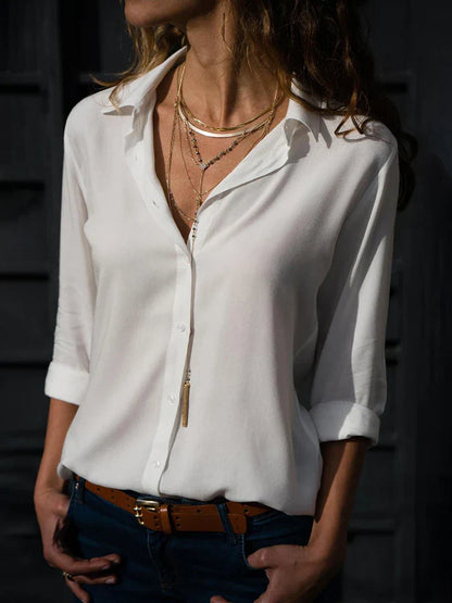 Chemise femme à manches longues coupe droite