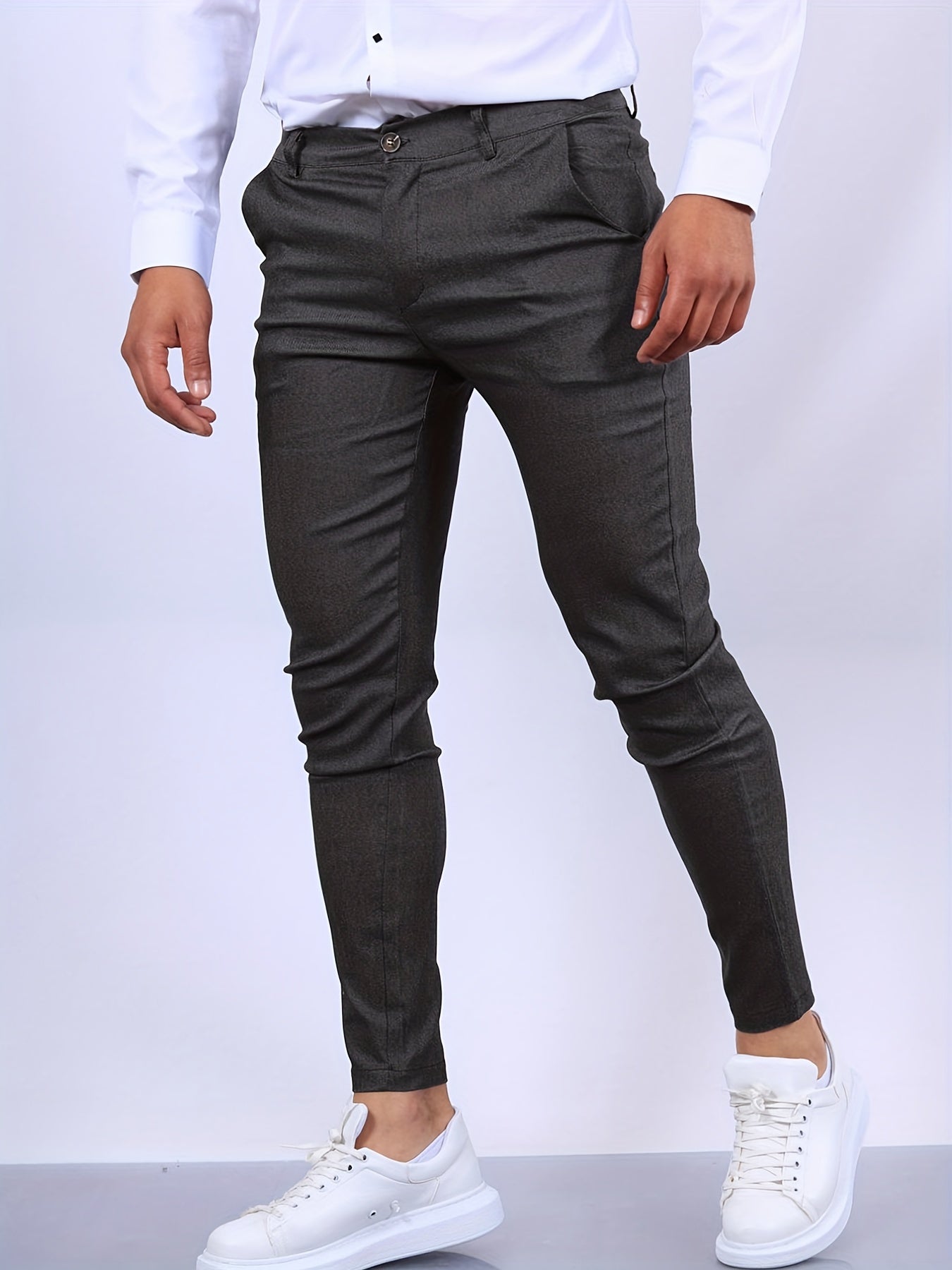 Pantalon homme coupe slim avec taille moyenne pour bureau