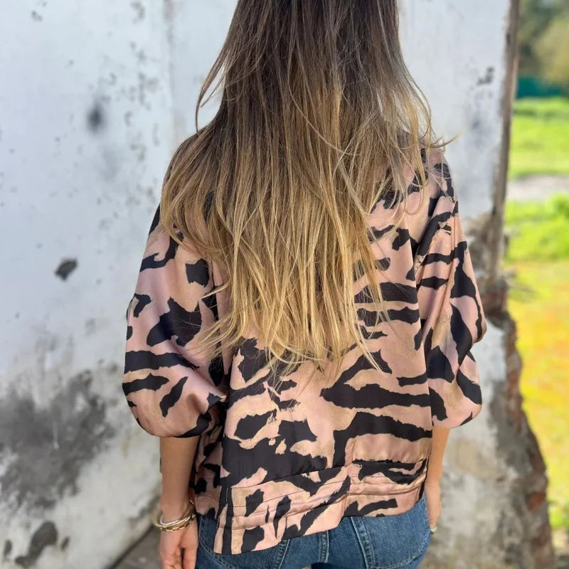 Blouson Aviateur Femme Imprimé Zèbre – Style Bomber Tendance