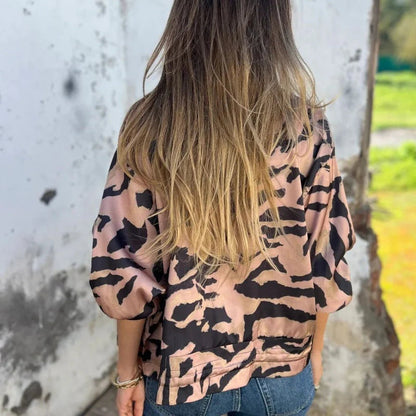 Blouson Aviateur Femme Imprimé Zèbre – Style Bomber Tendance