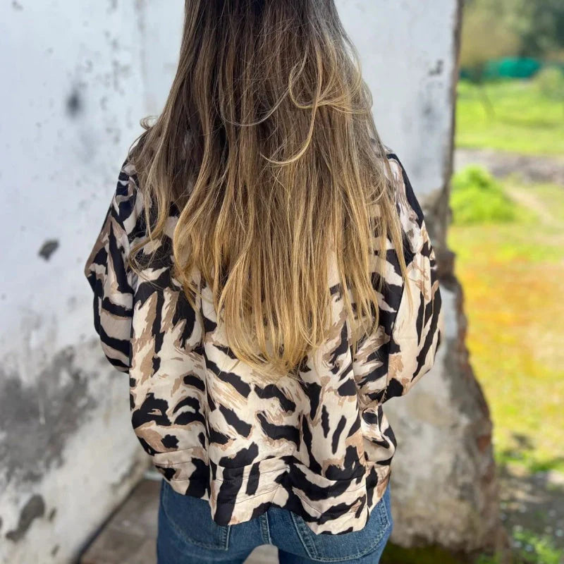 Blouson Aviateur Femme Imprimé Zèbre – Style Bomber Tendance