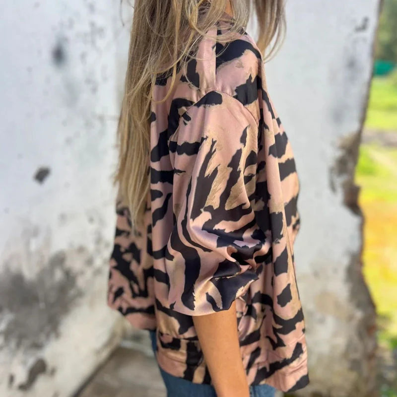 Blouson Aviateur Femme Imprimé Zèbre – Style Bomber Tendance