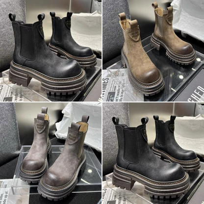 Chaussures femme montantes à plateforme finition lisse
