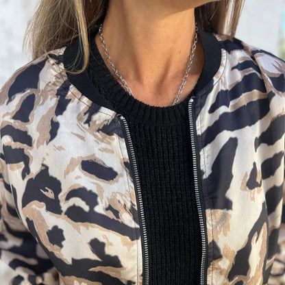 Blouson Aviateur Femme Imprimé Zèbre – Style Bomber Tendance