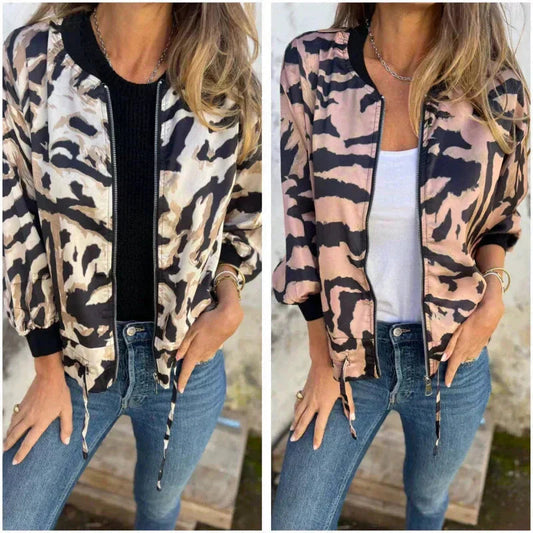 Blouson Aviateur Femme Imprimé Zèbre – Style Bomber Tendance