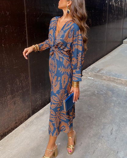 Robe d'été col V pour femme à silhouette fluide