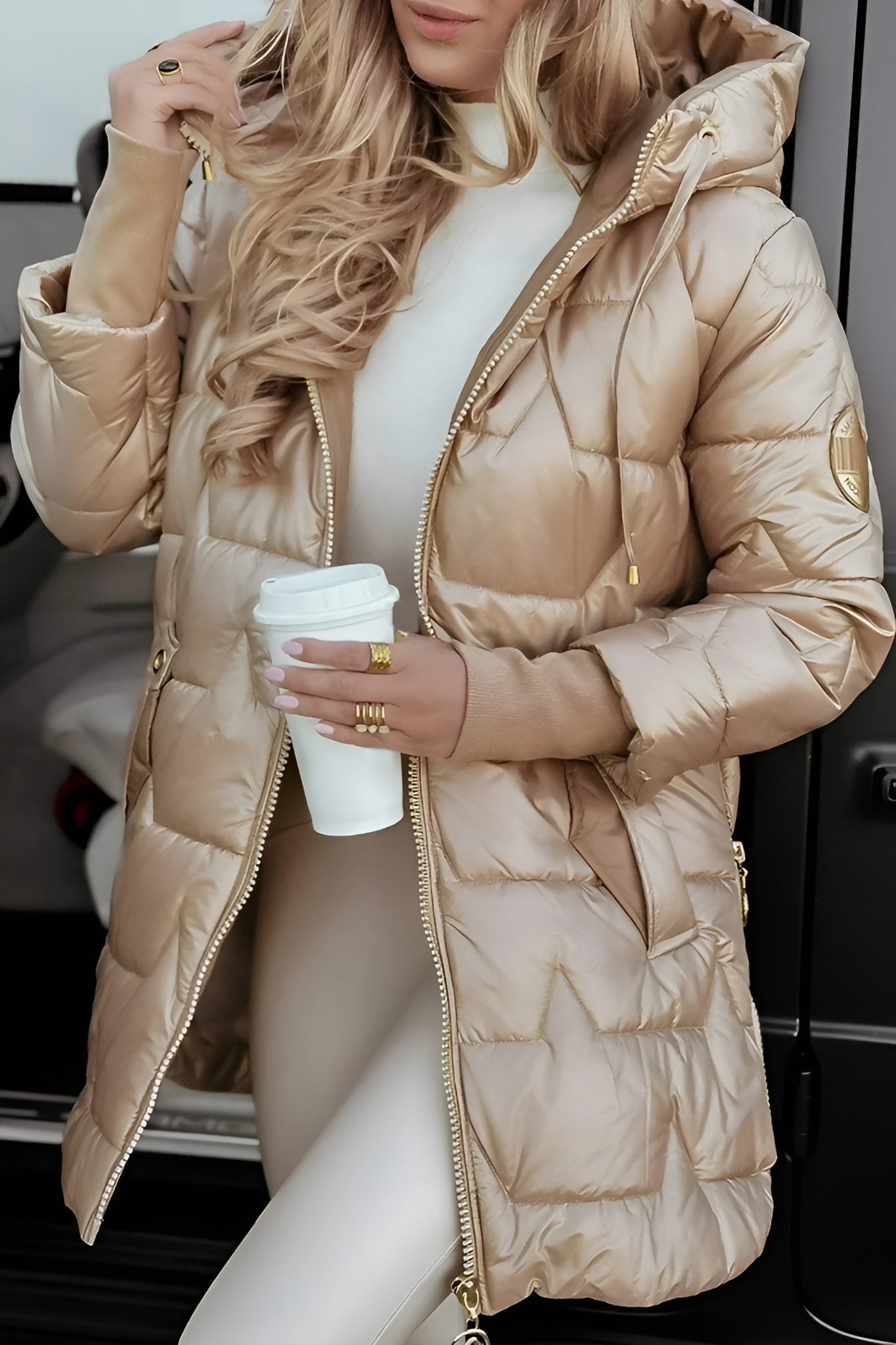 Manteau d’Hiver Femme – Élégant avec Capuche et Rembourrage Chaud
