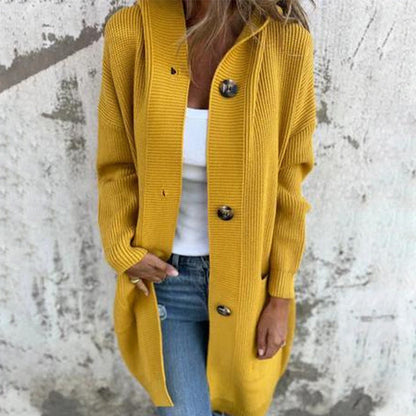 Manteau Tricoté Femme - Confortable et Élégant avec Capuche et Poches