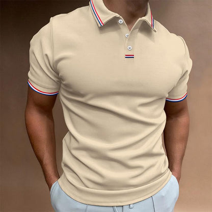 Polo Homme Uni Manches Courtes Col Imprimé Rayures