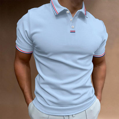 Polo Homme Uni Manches Courtes Col Imprimé Rayures