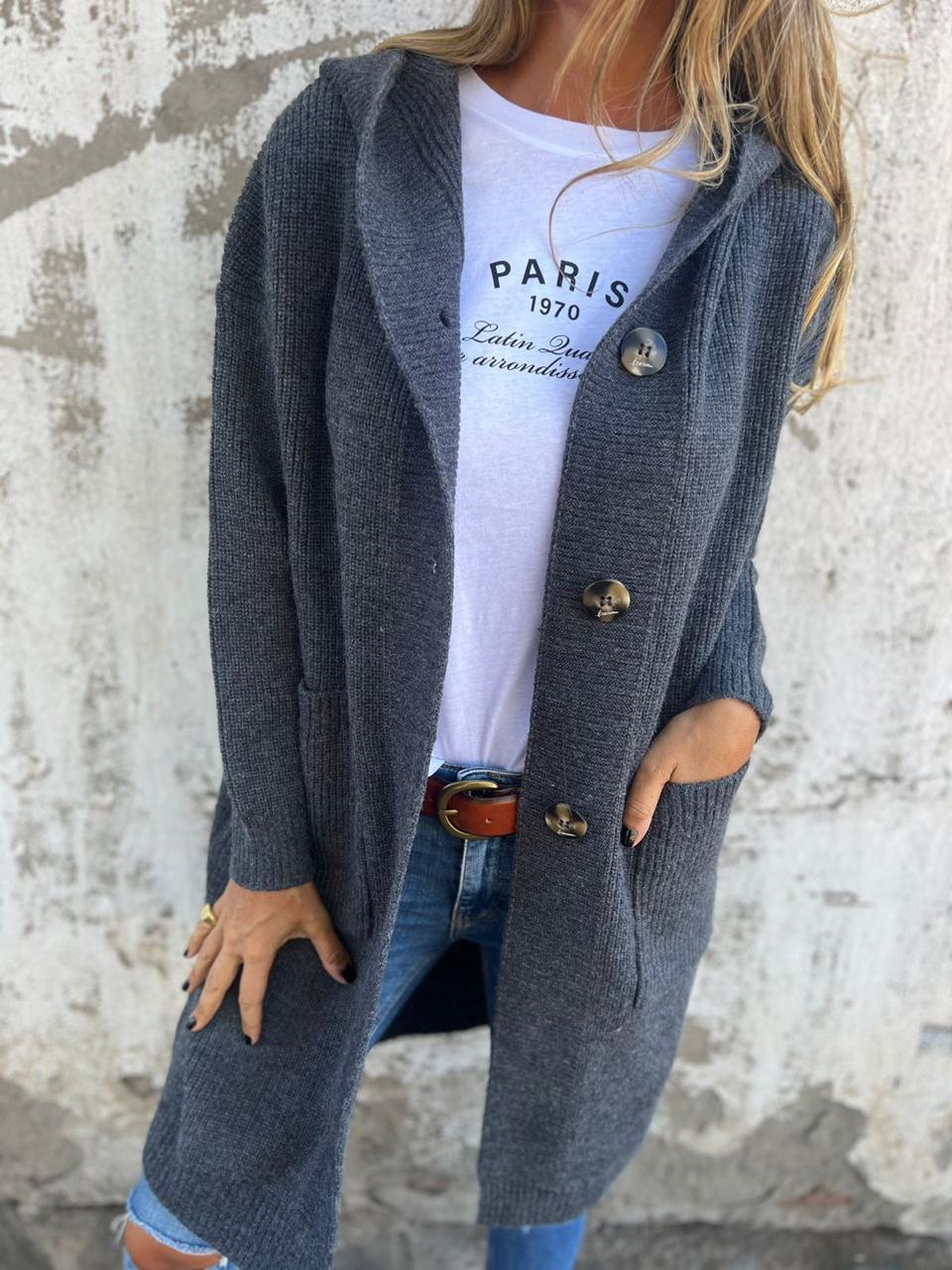 Cardigan Femme Long en Tricot – Doux, Confortable avec Poches Profondes