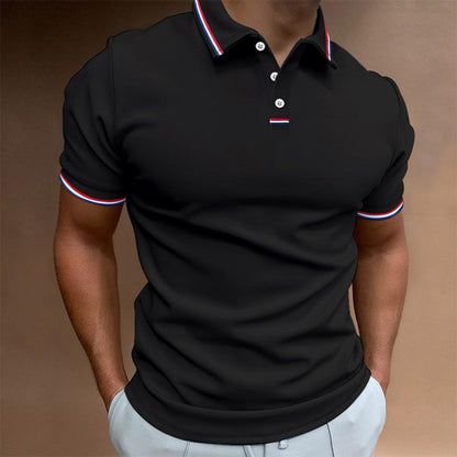 Polo Homme Uni Manches Courtes Col Imprimé Rayures
