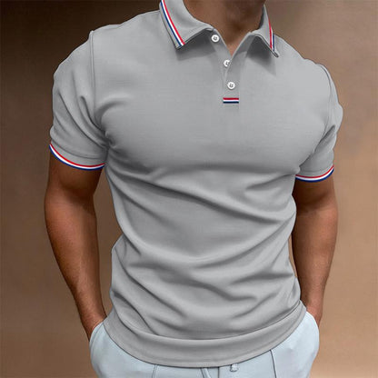Polo Homme Uni Manches Courtes Col Imprimé Rayures