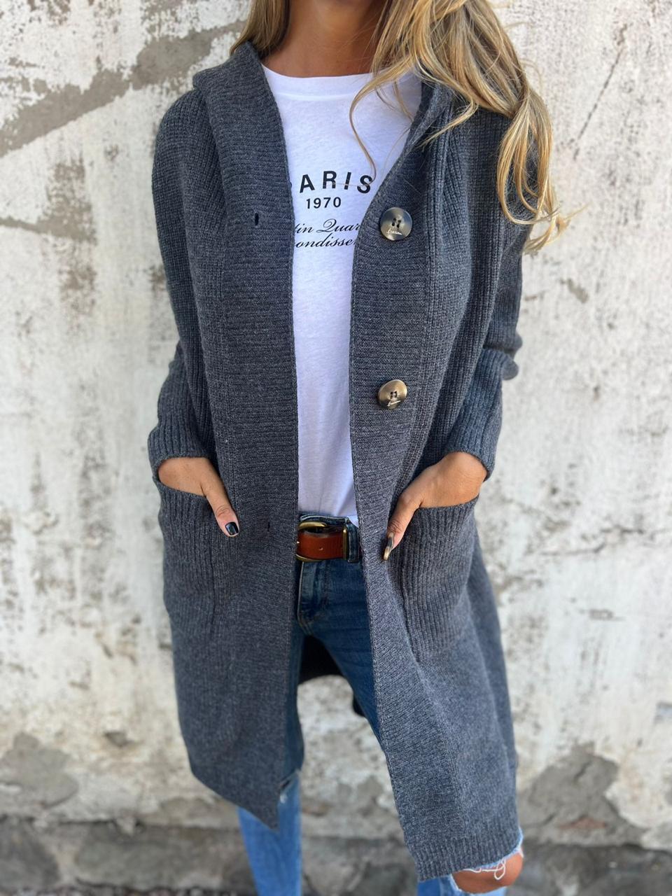Cardigan Femme Long en Tricot – Doux, Confortable avec Poches Profondes