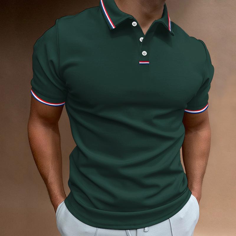 Polo Homme Uni Manches Courtes Col Imprimé Rayures