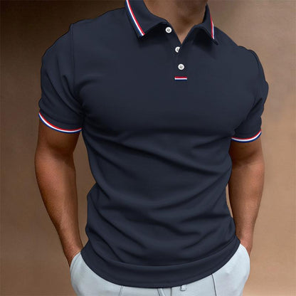 Polo Homme Uni Manches Courtes Col Imprimé Rayures