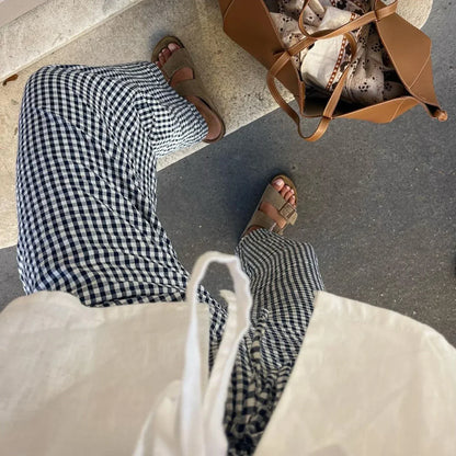 Pantalon femme à coupe droite et taille haute
